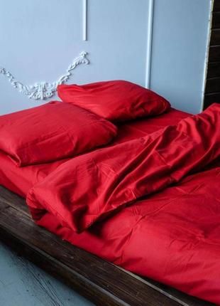 Постільна білизна червона/ комплект постельного белья однотонный, красный, 100% хлопок