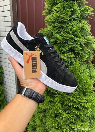 Р.38 39 кроссовки  puma suede classic (черно/серо/белые)