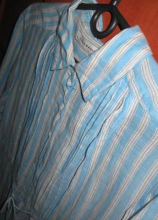 Рубашка-туника длинная полоска голубая2 фото