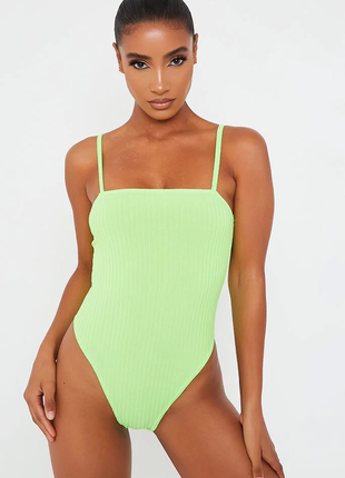 Неоновый боди i saw it first neon lime ribbed strappy bodysuit3 фото