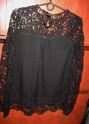 Блуза мереживом чорна