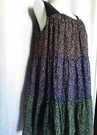 Жіноче ярусну шифонова літнє плаття, сарафан в дрібний квітка, жіноче плаття, сукня6 фото