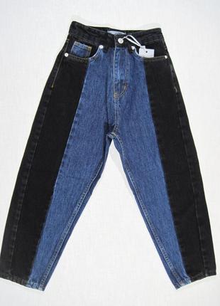 Модные комбинированные джинсы мом marions (турция)с высокой талией для девочки.3 фото