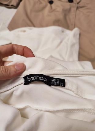 Boohoo платье белое по фигуре карандаш футляр миди классическое нарядное с поясом4 фото