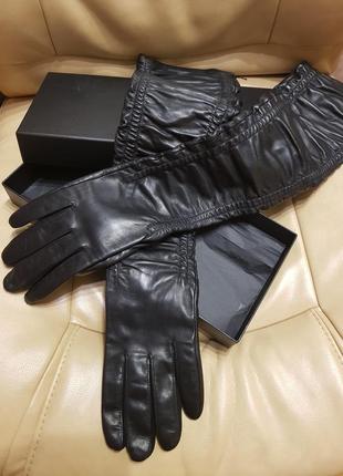 Новые черные кожаные перчатки boss высокие4 фото