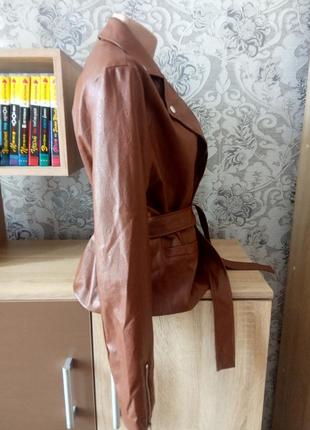 Жакет кожзам# куртка под пояс кожаная# пиджак кожзам4 фото
