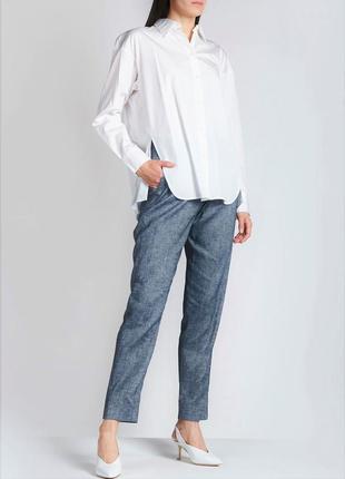 Zara basic  лен льняные укороченные брюки /841/