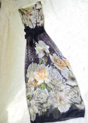 ✅ плаття шифон підлога на підкладці квітковий принт пояс вшитий пог 47 см тягнеться на 55 см ширина8 фото