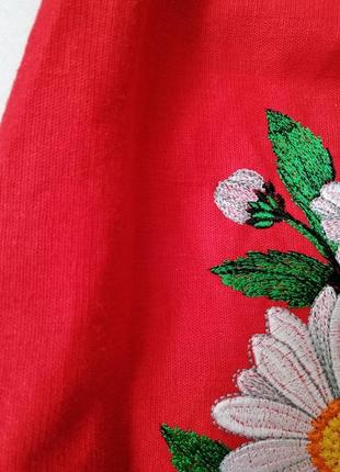 Шикарне плаття вишиванка пишний рукав ромашки тканина натуральний льон , розмір один єдиний , регулю6 фото