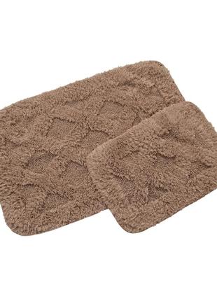 Набор ковриков 100% хлопок irya - burns antrasit антрацит 60*90+40*60 килимок ванну кімнату бавовна4 фото