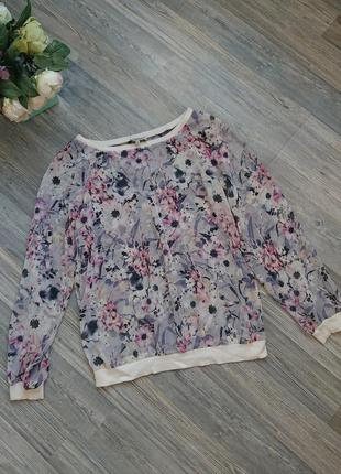 Красивая блуза в цветы с трикотажными манжетами блузка свитшот р.s/m блузочка9 фото