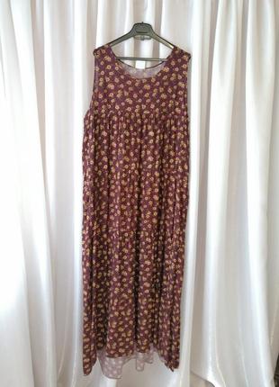 Сукня сарафан з натуральної тканини штапель квітковий принт розмір єдиний, за рахунок фасону підходи1 фото