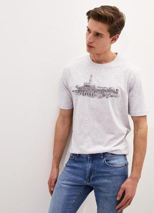 Серая мужская футболка lc waikiki/лс вайкики sailing crew, life on the sea. фирменная турция