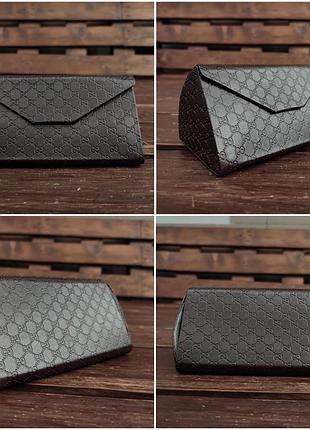 Кожаный треугольный футляр для очков gucci trifold triangle монограмма трансформер для...