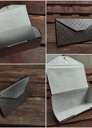 Кожаный треугольный футляр для очков gucci trifold triangle монограмма трансформер для...