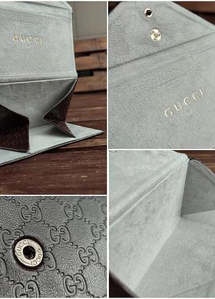 Кожаный треугольный футляр для очков gucci trifold triangle монограмма трансформер для...