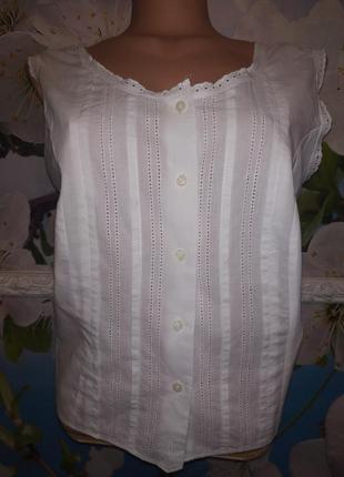 Білосніжна батистовая блуза прошва шиття 18