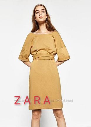 💢zara. новое стильное платье с очень длинным поясом1 фото