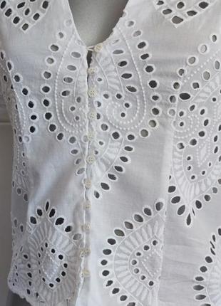 Блуза, топ zara білого кольору з вишивкою10 фото