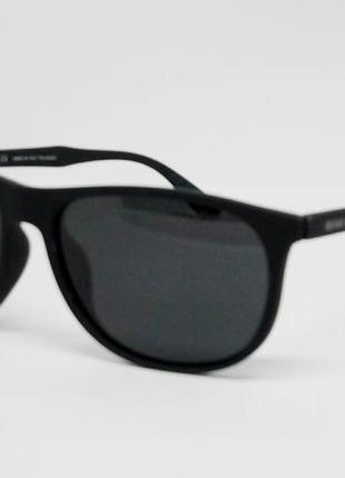 Брендовые модные мужские солнцезащитные очки в чёрной матовой оправе