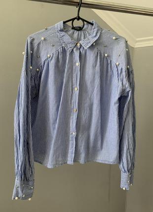 Сорочка блузка в полоску з декором