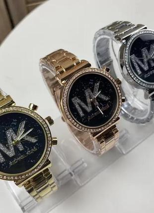 Высококачественные часы мк розовое золото/серебро3 фото