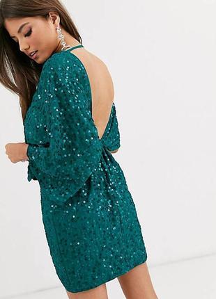 Asos асос платье зелёное изумрудное бутылочное с пайетками оверсайз свободное новое4 фото