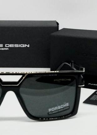 Porsche design стильные мужские солнцезащитные очки черные с серебром поляризированные2 фото