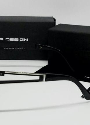 Porsche design стильные мужские солнцезащитные очки черные с серебром поляризированные4 фото
