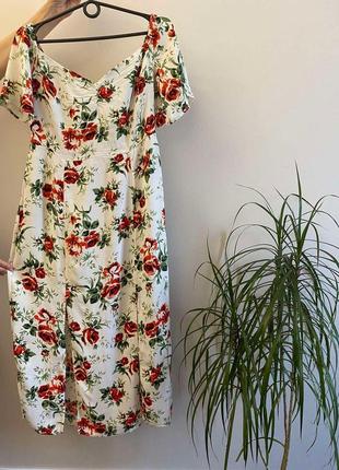 Платье миди в цветочный принт вискоза1 фото