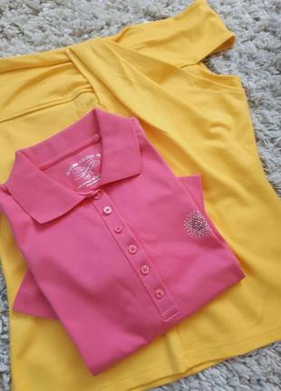 Актуальна яскрава футболка поло, нова, рожева,clarina collection, p. 40-428 фото