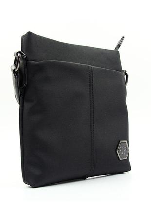 Мужская молодежная сумка через плечо черная текстильная модная брендовая мини сумочка из нейлона