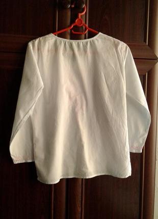 Білосніжна батистовая блуза з вишивкою та паєтками вишиванка з рукавами 7/8 viva індія2 фото