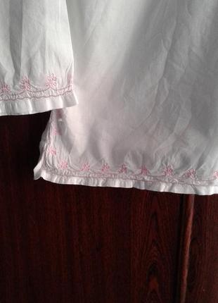 Білосніжна батистовая блуза з вишивкою та паєтками вишиванка з рукавами 7/8 viva індія5 фото