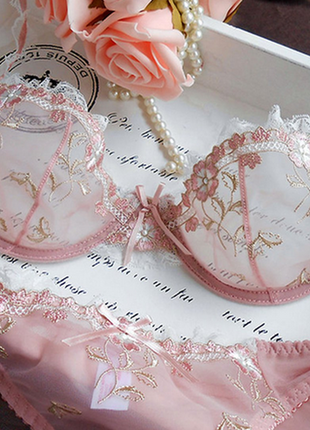 Suzanne vega pink sexy vintage bra бюстгальтер вышивка  кружево /848/