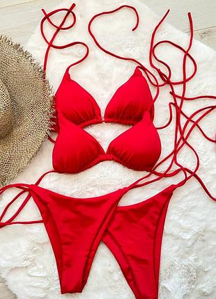 Трендовий купальник на зав'язках трикутники, роздільний купальник