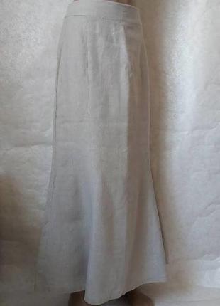 Фирменная gianna meliani юбка в пол годе со 100 % льна в сером цвете, размер л-ка3 фото