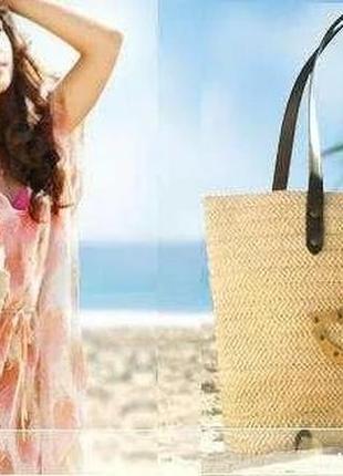 Пляжная сумка из соломки солнечный пляж5 фото