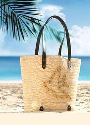 Пляжная сумка из соломки солнечный пляж1 фото