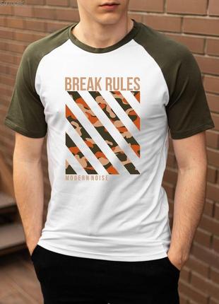 Чоловіча двоколірна футболка з принтом "break rules"