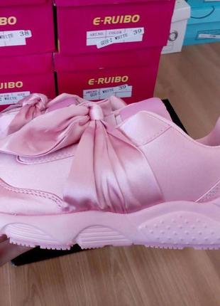 Кросівки польща пудра/ рожеві з бантом4 фото