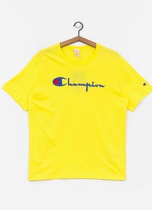 Оригінальна футболка champion premium reverse weave big logo t-shirt yellow1 фото