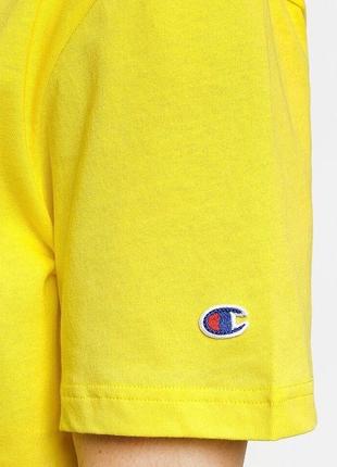 Оригінальна футболка champion premium reverse weave big logo t-shirt yellow9 фото