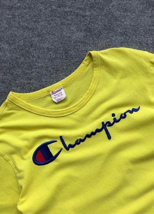 Оригінальна футболка champion premium reverse weave big logo t-shirt yellow6 фото