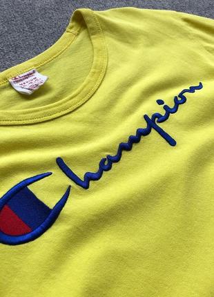 Оригінальна футболка champion premium reverse weave big logo t-shirt yellow4 фото