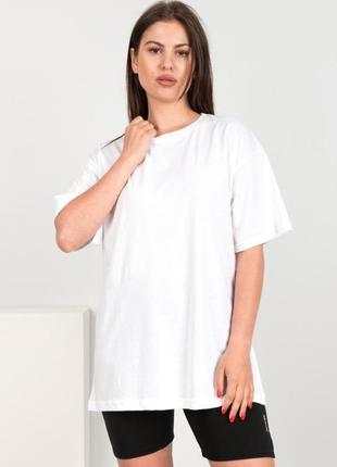 Стильна біла футболка однотонна базова оверсайз великий розмір батал