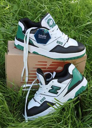 New balance nb 550 green black трендові яскраві кросівки баланс зелені білі круті зелені кросівки унісекс жіночі чоловічі