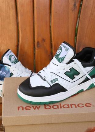 New balance nb 550 green black трендові яскраві кросівки баланс зелені білі крутые зеленые кроссовки унисекс женские мужские