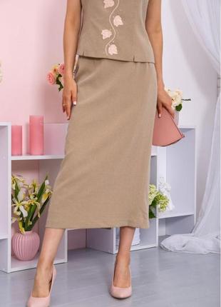 Шикарний жіночий костюм у більшому розмірі довга спідниця, блуза 2xl 3xl5 фото
