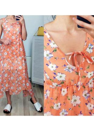 Шифонова міді плаття вільний у квітковий принт помаранчеве міді сукня в квітках